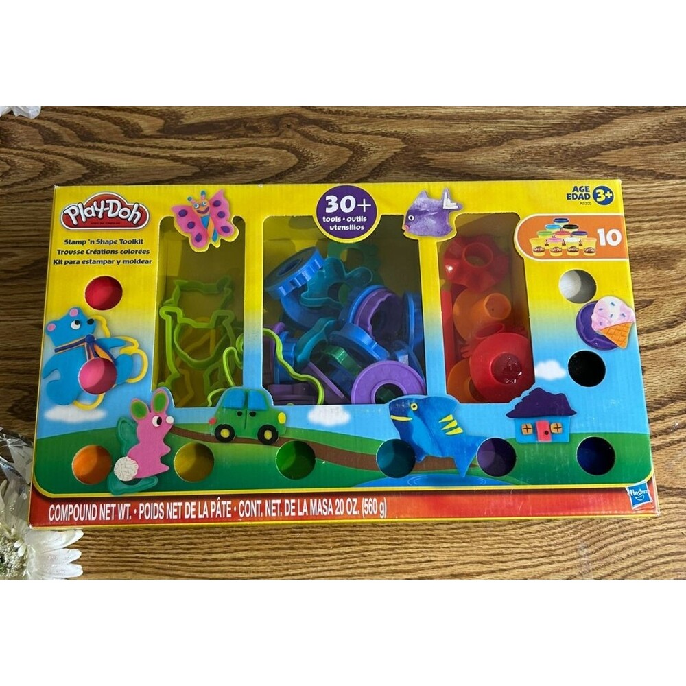 Play-Doh Stamp n Shape Toolkit 30+ Tools 10 Colors Kids Craft Essentials - Picture 2 of 4